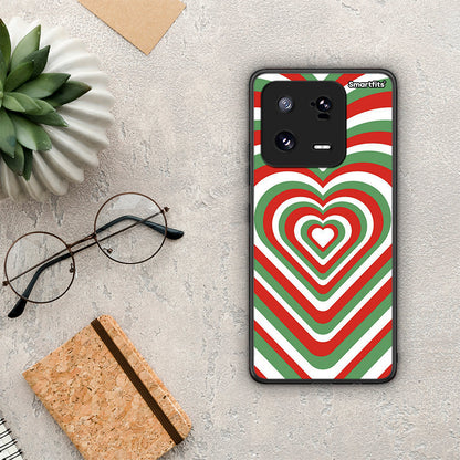 Θήκη Xiaomi 13 Pro Christmas Hearts από τη Smartfits με σχέδιο στο πίσω μέρος και μαύρο περίβλημα | Xiaomi 13 Pro Christmas Hearts Case with Colorful Back and Black Bezels