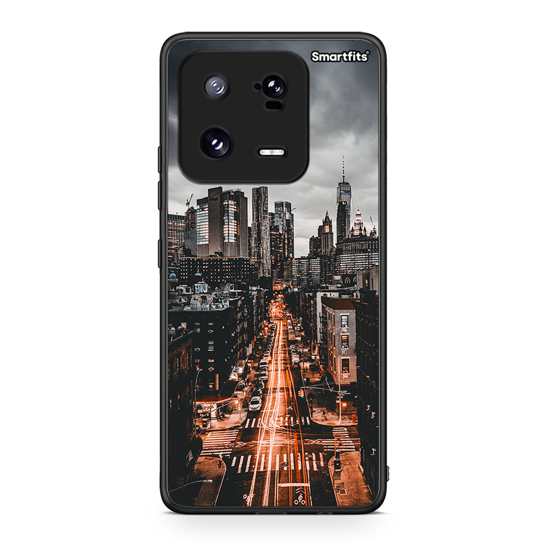 Θήκη Xiaomi 13 Pro City Lights από τη Smartfits με σχέδιο στο πίσω μέρος και μαύρο περίβλημα | Xiaomi 13 Pro City Lights Case with Colorful Back and Black Bezels
