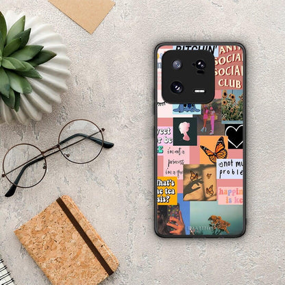 Θήκη Xiaomi 13 Collage Bitchin από τη Smartfits με σχέδιο στο πίσω μέρος και μαύρο περίβλημα | Xiaomi 13 Collage Bitchin Case with Colorful Back and Black Bezels