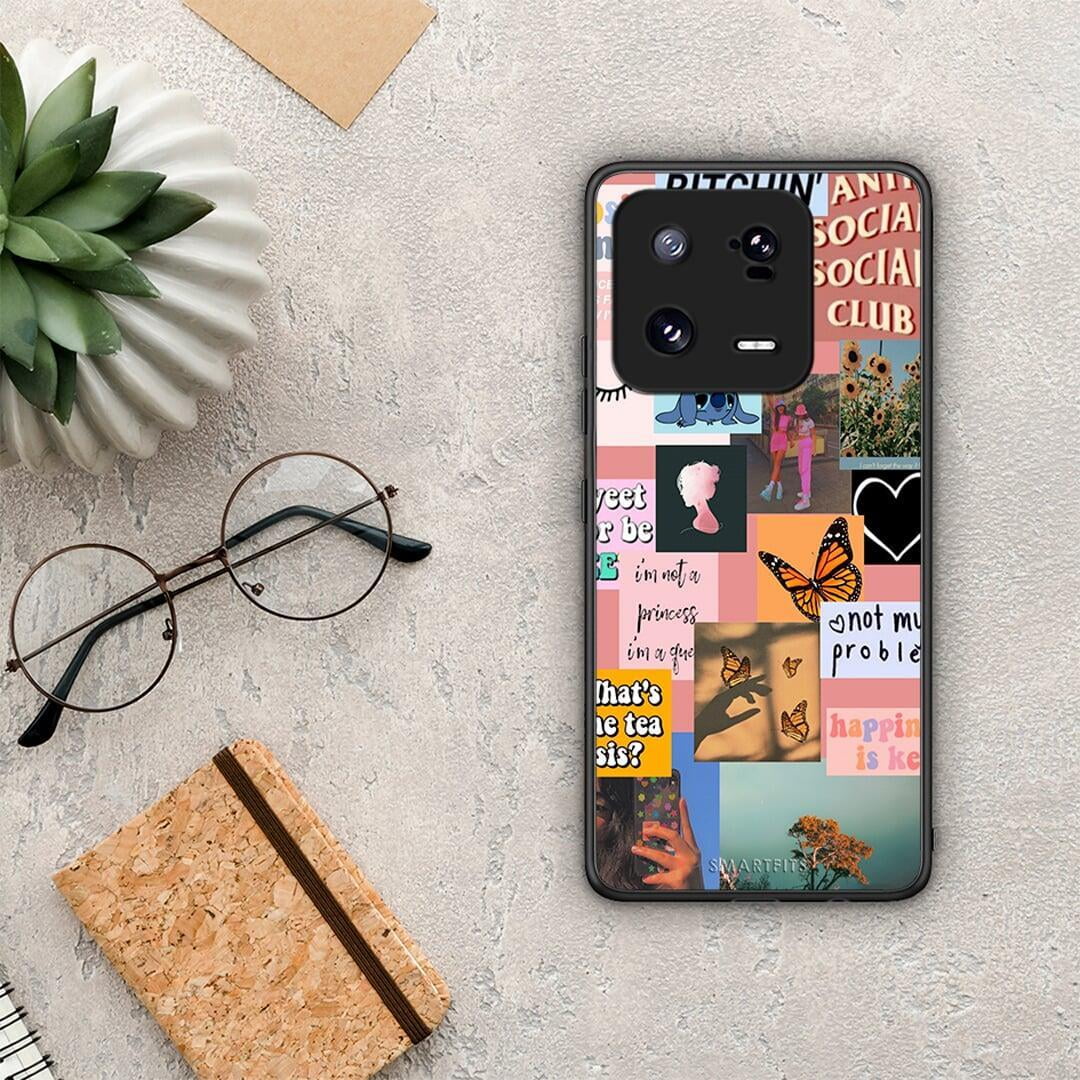 Θήκη Xiaomi 13 Pro Collage Bitchin από τη Smartfits με σχέδιο στο πίσω μέρος και μαύρο περίβλημα | Xiaomi 13 Pro Collage Bitchin Case with Colorful Back and Black Bezels