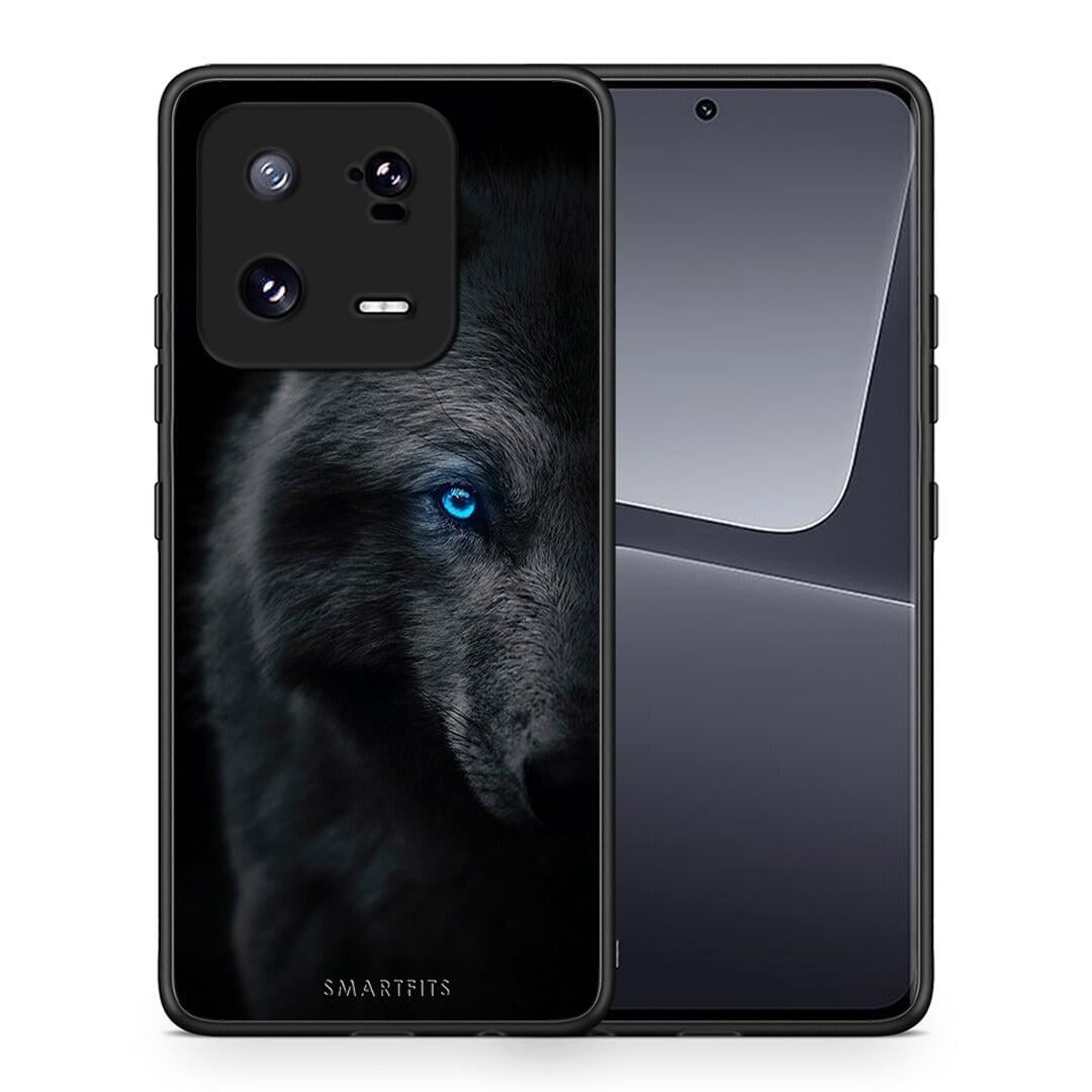 Θήκη Xiaomi 13 Pro Dark Wolf από τη Smartfits με σχέδιο στο πίσω μέρος και μαύρο περίβλημα | Xiaomi 13 Pro Dark Wolf Case with Colorful Back and Black Bezels