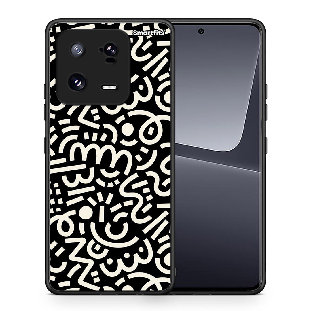 Θήκη Xiaomi 13 Doodle Art από τη Smartfits με σχέδιο στο πίσω μέρος και μαύρο περίβλημα | Xiaomi 13 Doodle Art Case with Colorful Back and Black Bezels