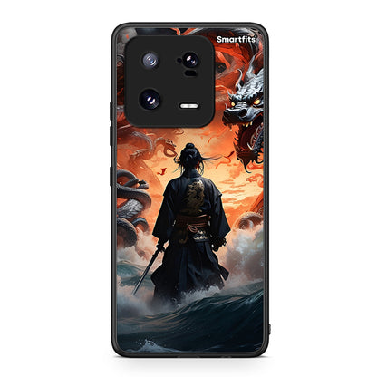 Θήκη Xiaomi 13 Dragons Fight από τη Smartfits με σχέδιο στο πίσω μέρος και μαύρο περίβλημα | Xiaomi 13 Dragons Fight Case with Colorful Back and Black Bezels