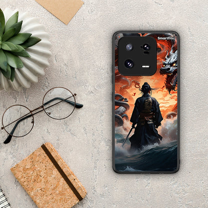 Θήκη Xiaomi 13 Dragons Fight από τη Smartfits με σχέδιο στο πίσω μέρος και μαύρο περίβλημα | Xiaomi 13 Dragons Fight Case with Colorful Back and Black Bezels
