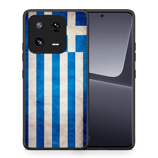 Θήκη Xiaomi 13 Pro Flag Greek από τη Smartfits με σχέδιο στο πίσω μέρος και μαύρο περίβλημα | Xiaomi 13 Pro Flag Greek Case with Colorful Back and Black Bezels
