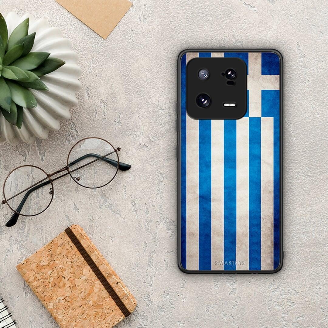 Θήκη Xiaomi 13 Pro Flag Greek από τη Smartfits με σχέδιο στο πίσω μέρος και μαύρο περίβλημα | Xiaomi 13 Pro Flag Greek Case with Colorful Back and Black Bezels