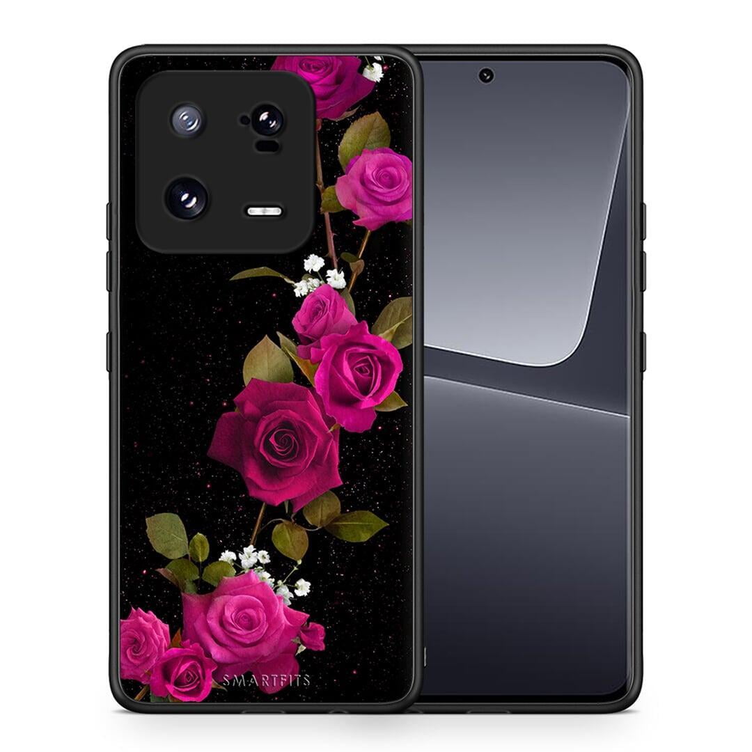 Θήκη Xiaomi 13 Pro Flower Red Roses από τη Smartfits με σχέδιο στο πίσω μέρος και μαύρο περίβλημα | Xiaomi 13 Pro Flower Red Roses Case with Colorful Back and Black Bezels