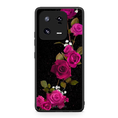 Θήκη Xiaomi 13 Flower Red Roses από τη Smartfits με σχέδιο στο πίσω μέρος και μαύρο περίβλημα | Xiaomi 13 Flower Red Roses Case with Colorful Back and Black Bezels