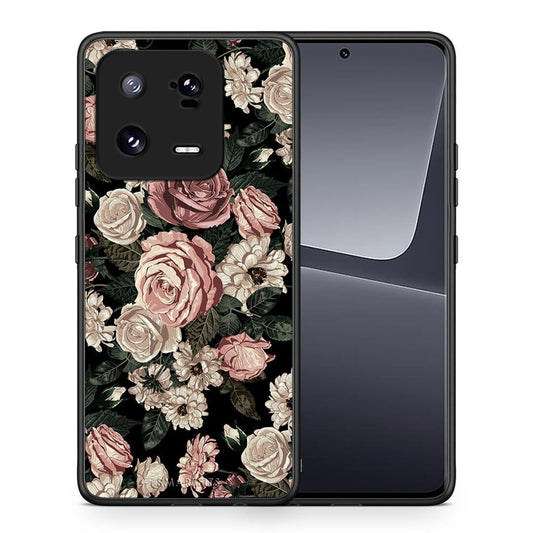 Θήκη Xiaomi 13 Flower Wild Roses από τη Smartfits με σχέδιο στο πίσω μέρος και μαύρο περίβλημα | Xiaomi 13 Flower Wild Roses Case with Colorful Back and Black Bezels
