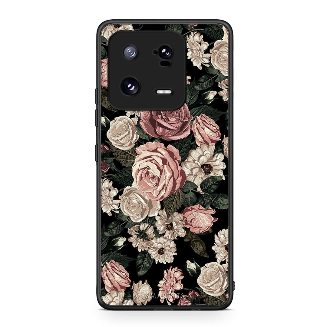 Θήκη Xiaomi 13 Flower Wild Roses από τη Smartfits με σχέδιο στο πίσω μέρος και μαύρο περίβλημα | Xiaomi 13 Flower Wild Roses Case with Colorful Back and Black Bezels