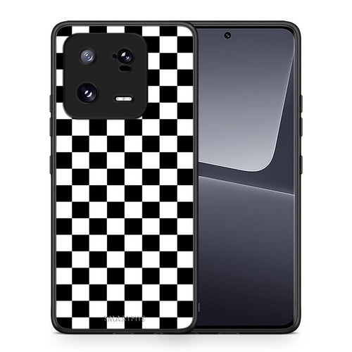 Θήκη Xiaomi 13 Geometric Squares από τη Smartfits με σχέδιο στο πίσω μέρος και μαύρο περίβλημα | Xiaomi 13 Geometric Squares Case with Colorful Back and Black Bezels