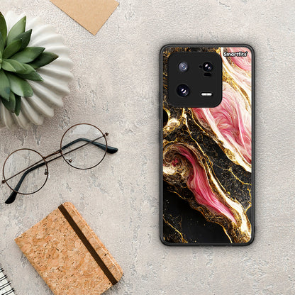 Θήκη Xiaomi 13 Pro Glamorous Pink Marble από τη Smartfits με σχέδιο στο πίσω μέρος και μαύρο περίβλημα | Xiaomi 13 Pro Glamorous Pink Marble Case with Colorful Back and Black Bezels