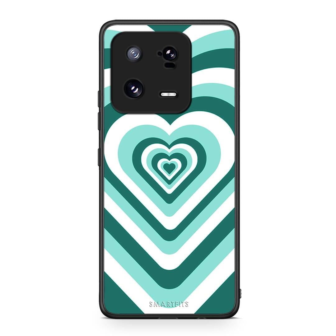 Θήκη Xiaomi 13 Pro Green Hearts από τη Smartfits με σχέδιο στο πίσω μέρος και μαύρο περίβλημα | Xiaomi 13 Pro Green Hearts Case with Colorful Back and Black Bezels