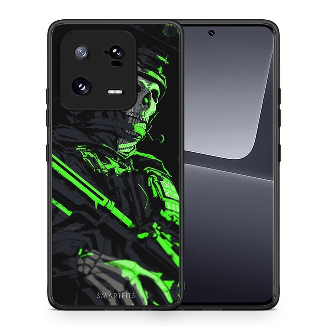 Θήκη Xiaomi 13 Green Soldier από τη Smartfits με σχέδιο στο πίσω μέρος και μαύρο περίβλημα | Xiaomi 13 Green Soldier Case with Colorful Back and Black Bezels