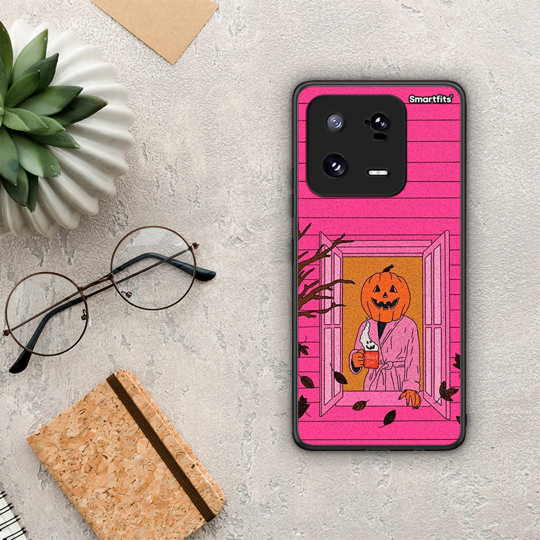 Θήκη Xiaomi 13 Halloween Pumpkin Lady από τη Smartfits με σχέδιο στο πίσω μέρος και μαύρο περίβλημα | Xiaomi 13 Halloween Pumpkin Lady Case with Colorful Back and Black Bezels