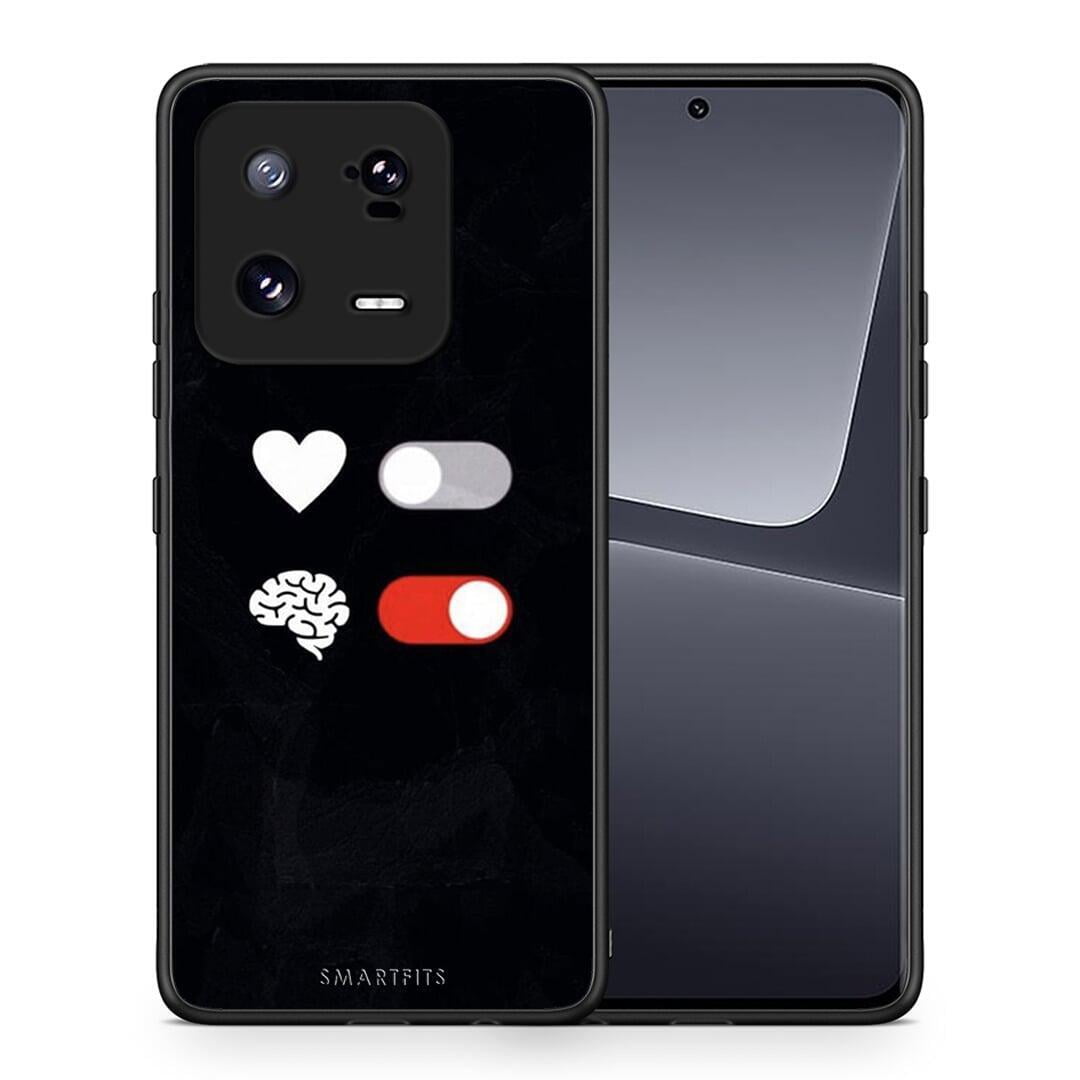 Θήκη Xiaomi 13 Pro Heart Vs Brain από τη Smartfits με σχέδιο στο πίσω μέρος και μαύρο περίβλημα | Xiaomi 13 Pro Heart Vs Brain Case with Colorful Back and Black Bezels