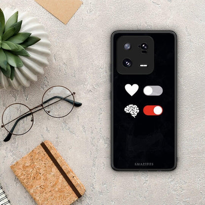 Θήκη Xiaomi 13 Heart Vs Brain από τη Smartfits με σχέδιο στο πίσω μέρος και μαύρο περίβλημα | Xiaomi 13 Heart Vs Brain Case with Colorful Back and Black Bezels