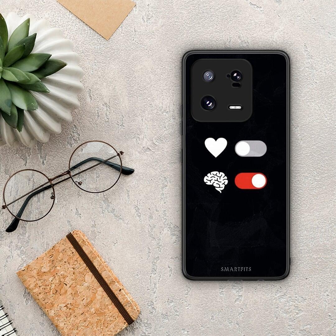 Θήκη Xiaomi 13 Pro Heart Vs Brain από τη Smartfits με σχέδιο στο πίσω μέρος και μαύρο περίβλημα | Xiaomi 13 Pro Heart Vs Brain Case with Colorful Back and Black Bezels