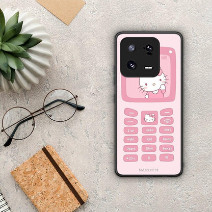 Θήκη Xiaomi 13 Pro Hello Kitten από τη Smartfits με σχέδιο στο πίσω μέρος και μαύρο περίβλημα | Xiaomi 13 Pro Hello Kitten Case with Colorful Back and Black Bezels
