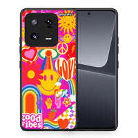 Thumbnail for Θήκη Xiaomi 13 Pro Hippie Love από τη Smartfits με σχέδιο στο πίσω μέρος και μαύρο περίβλημα | Xiaomi 13 Pro Hippie Love Case with Colorful Back and Black Bezels