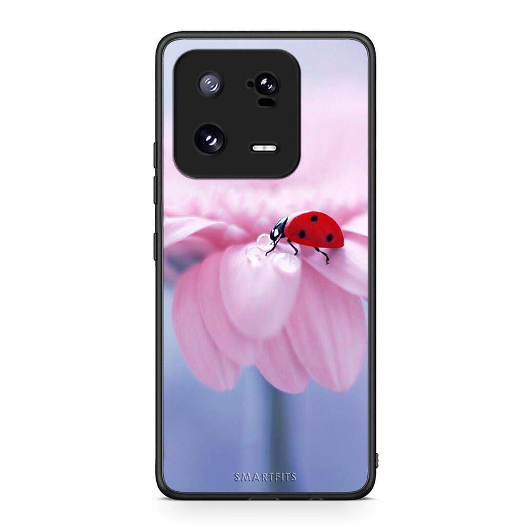 Θήκη Xiaomi 13 Pro Ladybug Flower από τη Smartfits με σχέδιο στο πίσω μέρος και μαύρο περίβλημα | Xiaomi 13 Pro Ladybug Flower Case with Colorful Back and Black Bezels