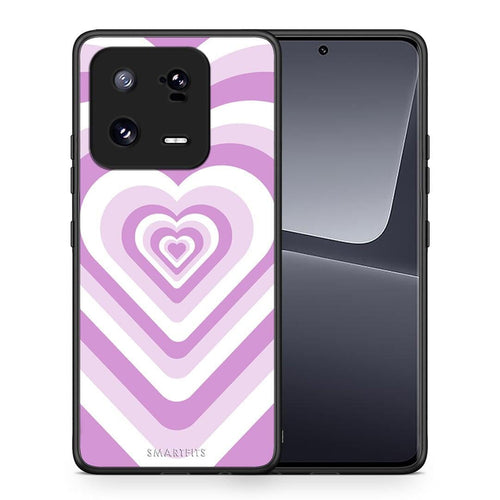 Θήκη Xiaomi 13 Pro Lilac Hearts από τη Smartfits με σχέδιο στο πίσω μέρος και μαύρο περίβλημα | Xiaomi 13 Pro Lilac Hearts Case with Colorful Back and Black Bezels
