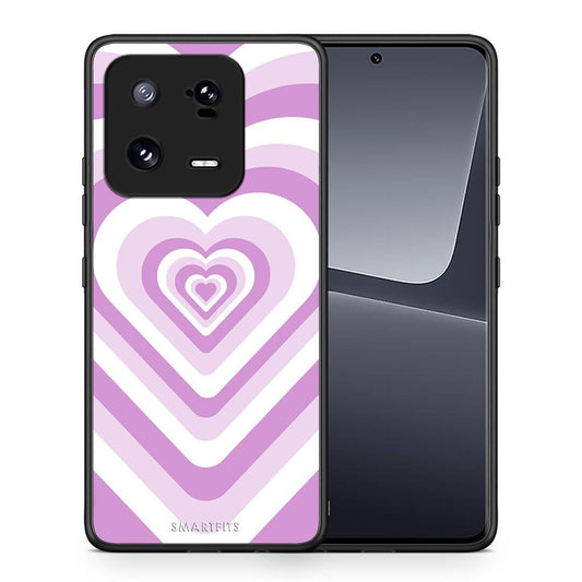 Θήκη Xiaomi 13 Pro Lilac Hearts από τη Smartfits με σχέδιο στο πίσω μέρος και μαύρο περίβλημα | Xiaomi 13 Pro Lilac Hearts Case with Colorful Back and Black Bezels