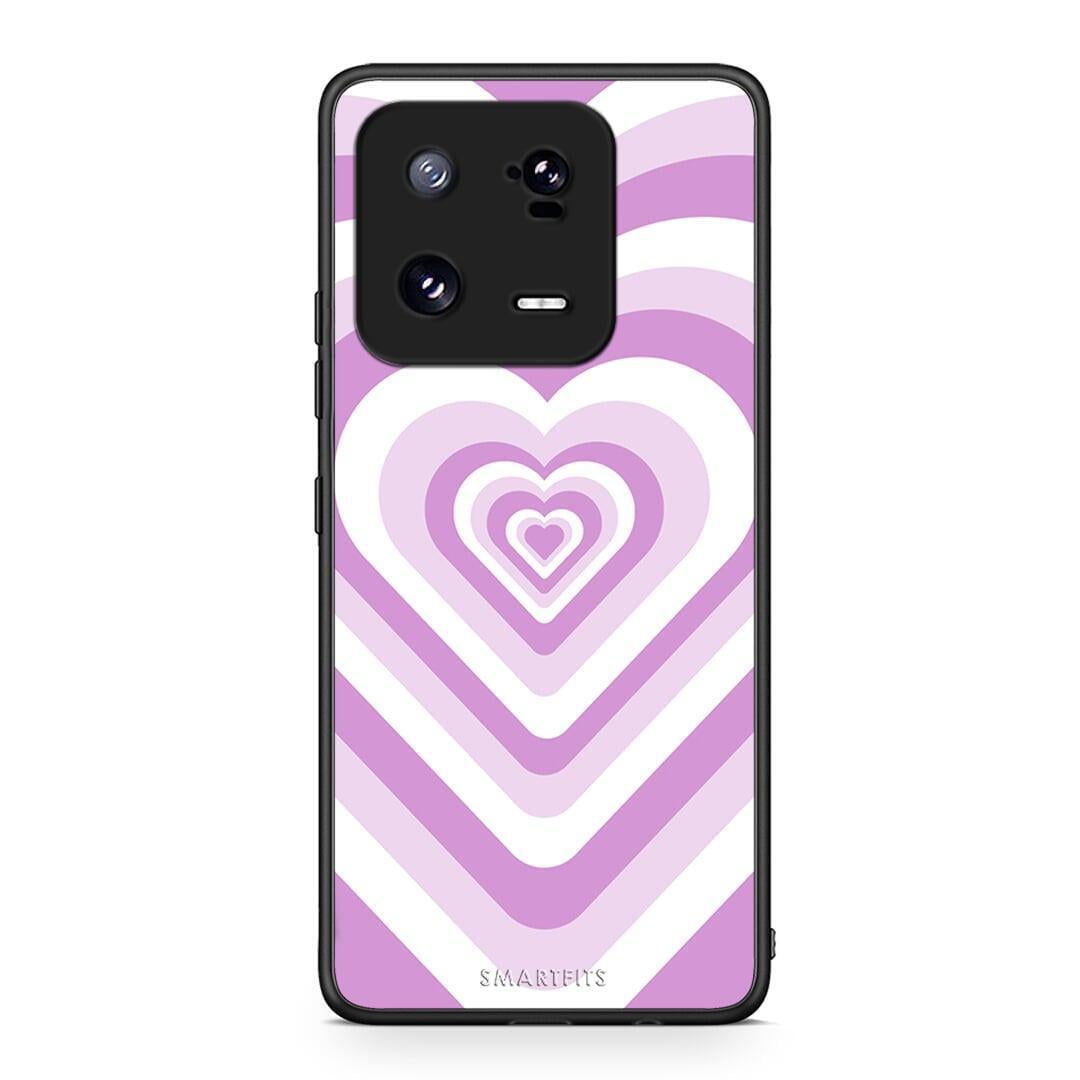 Θήκη Xiaomi 13 Pro Lilac Hearts από τη Smartfits με σχέδιο στο πίσω μέρος και μαύρο περίβλημα | Xiaomi 13 Pro Lilac Hearts Case with Colorful Back and Black Bezels