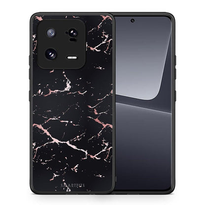 Θήκη Xiaomi 13 Marble Black Rosegold από τη Smartfits με σχέδιο στο πίσω μέρος και μαύρο περίβλημα | Xiaomi 13 Marble Black Rosegold Case with Colorful Back and Black Bezels