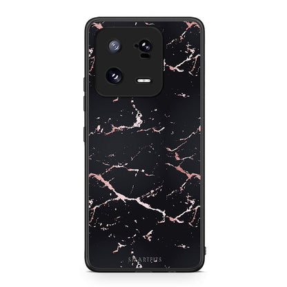 Θήκη Xiaomi 13 Marble Black Rosegold από τη Smartfits με σχέδιο στο πίσω μέρος και μαύρο περίβλημα | Xiaomi 13 Marble Black Rosegold Case with Colorful Back and Black Bezels