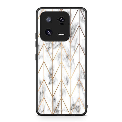 Θήκη Xiaomi 13 Pro Marble Gold Geometric από τη Smartfits με σχέδιο στο πίσω μέρος και μαύρο περίβλημα | Xiaomi 13 Pro Marble Gold Geometric Case with Colorful Back and Black Bezels
