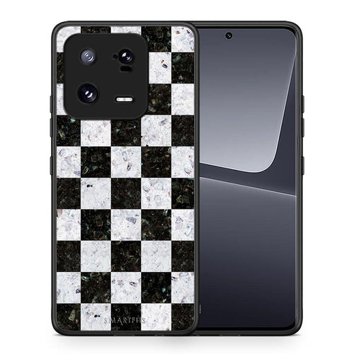 Θήκη Xiaomi 13 Marble Square Geometric από τη Smartfits με σχέδιο στο πίσω μέρος και μαύρο περίβλημα | Xiaomi 13 Marble Square Geometric Case with Colorful Back and Black Bezels