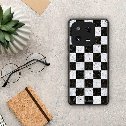 Θήκη Xiaomi 13 Pro Marble Square Geometric από τη Smartfits με σχέδιο στο πίσω μέρος και μαύρο περίβλημα | Xiaomi 13 Pro Marble Square Geometric Case with Colorful Back and Black Bezels