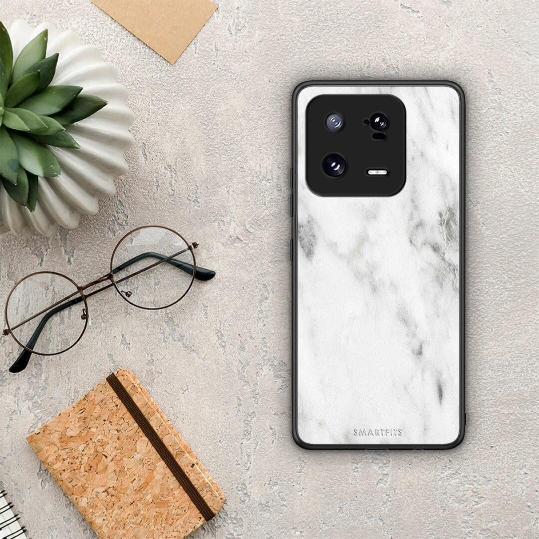 Θήκη Xiaomi 13 Marble White από τη Smartfits με σχέδιο στο πίσω μέρος και μαύρο περίβλημα | Xiaomi 13 Marble White Case with Colorful Back and Black Bezels