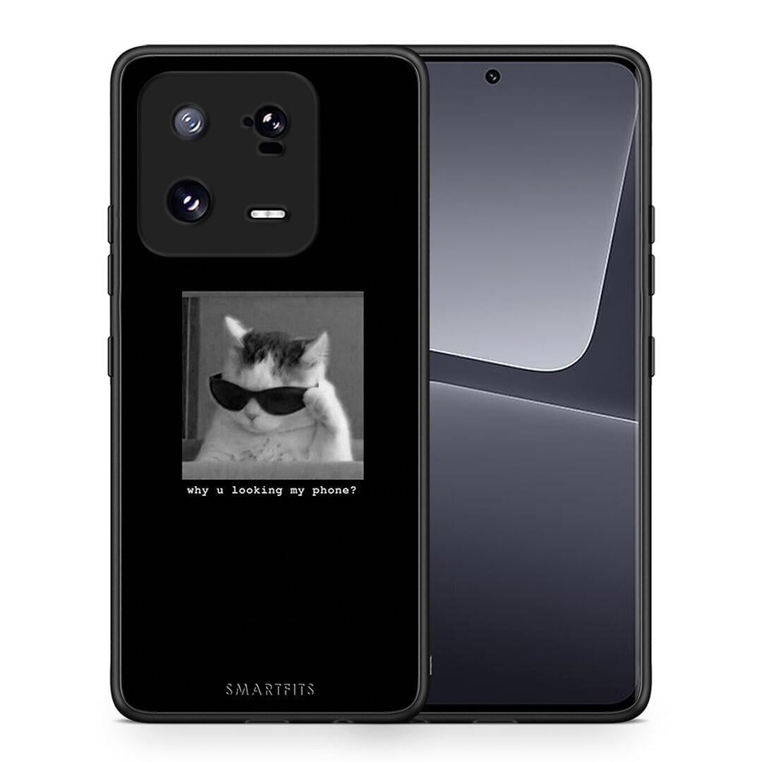 Θήκη Xiaomi 13 Pro Meme Cat από τη Smartfits με σχέδιο στο πίσω μέρος και μαύρο περίβλημα | Xiaomi 13 Pro Meme Cat Case with Colorful Back and Black Bezels