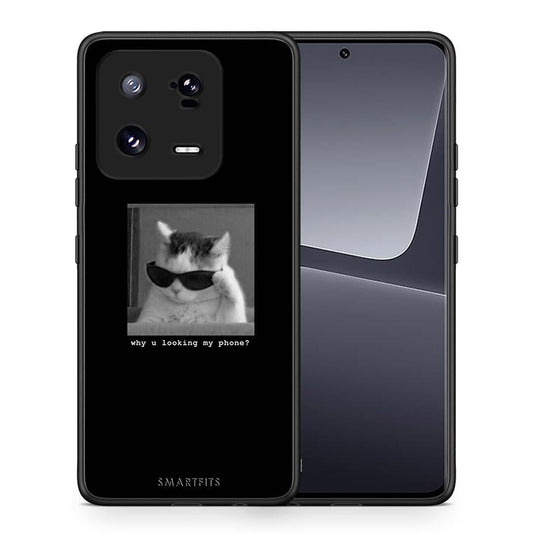 Θήκη Xiaomi 13 Pro Meme Cat από τη Smartfits με σχέδιο στο πίσω μέρος και μαύρο περίβλημα | Xiaomi 13 Pro Meme Cat Case with Colorful Back and Black Bezels