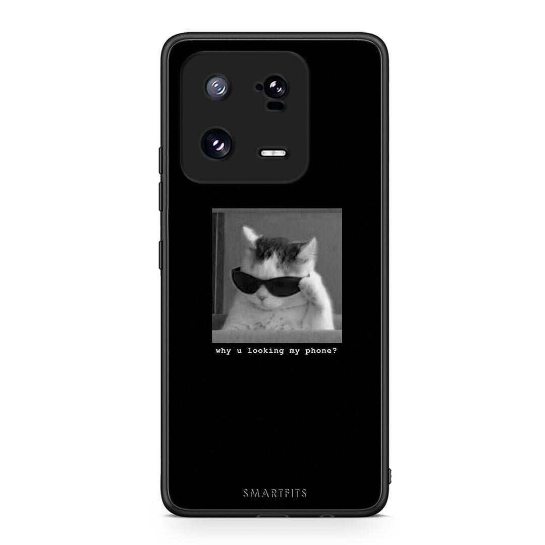 Θήκη Xiaomi 13 Meme Cat από τη Smartfits με σχέδιο στο πίσω μέρος και μαύρο περίβλημα | Xiaomi 13 Meme Cat Case with Colorful Back and Black Bezels