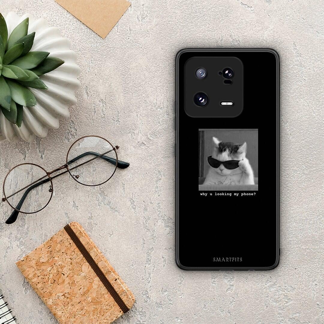 Θήκη Xiaomi 13 Pro Meme Cat από τη Smartfits με σχέδιο στο πίσω μέρος και μαύρο περίβλημα | Xiaomi 13 Pro Meme Cat Case with Colorful Back and Black Bezels