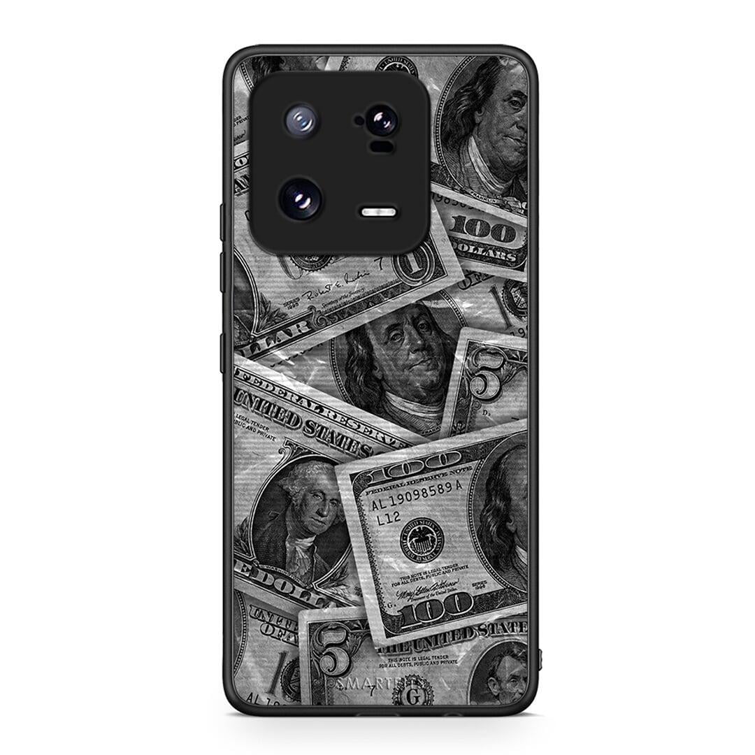 Θήκη Xiaomi 13 Pro Money Dollars από τη Smartfits με σχέδιο στο πίσω μέρος και μαύρο περίβλημα | Xiaomi 13 Pro Money Dollars Case with Colorful Back and Black Bezels