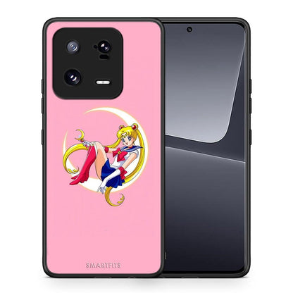 Θήκη Xiaomi 13 Moon Girl από τη Smartfits με σχέδιο στο πίσω μέρος και μαύρο περίβλημα | Xiaomi 13 Moon Girl Case with Colorful Back and Black Bezels