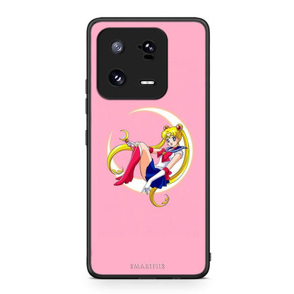 Θήκη Xiaomi 13 Moon Girl από τη Smartfits με σχέδιο στο πίσω μέρος και μαύρο περίβλημα | Xiaomi 13 Moon Girl Case with Colorful Back and Black Bezels