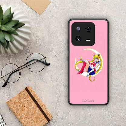 Θήκη Xiaomi 13 Moon Girl από τη Smartfits με σχέδιο στο πίσω μέρος και μαύρο περίβλημα | Xiaomi 13 Moon Girl Case with Colorful Back and Black Bezels