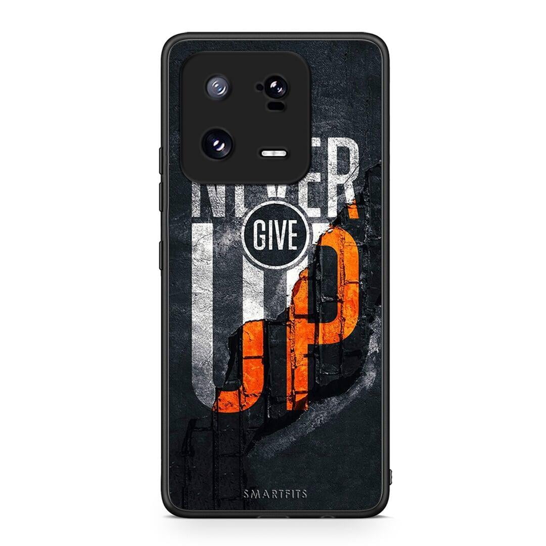 Θήκη Xiaomi 13 Never Give Up από τη Smartfits με σχέδιο στο πίσω μέρος και μαύρο περίβλημα | Xiaomi 13 Never Give Up Case with Colorful Back and Black Bezels