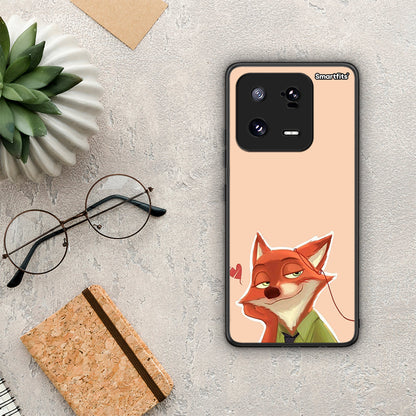 Θήκη Xiaomi 13 Nick Wilde And Judy Hopps Love 1 από τη Smartfits με σχέδιο στο πίσω μέρος και μαύρο περίβλημα | Xiaomi 13 Nick Wilde And Judy Hopps Love 1 Case with Colorful Back and Black Bezels