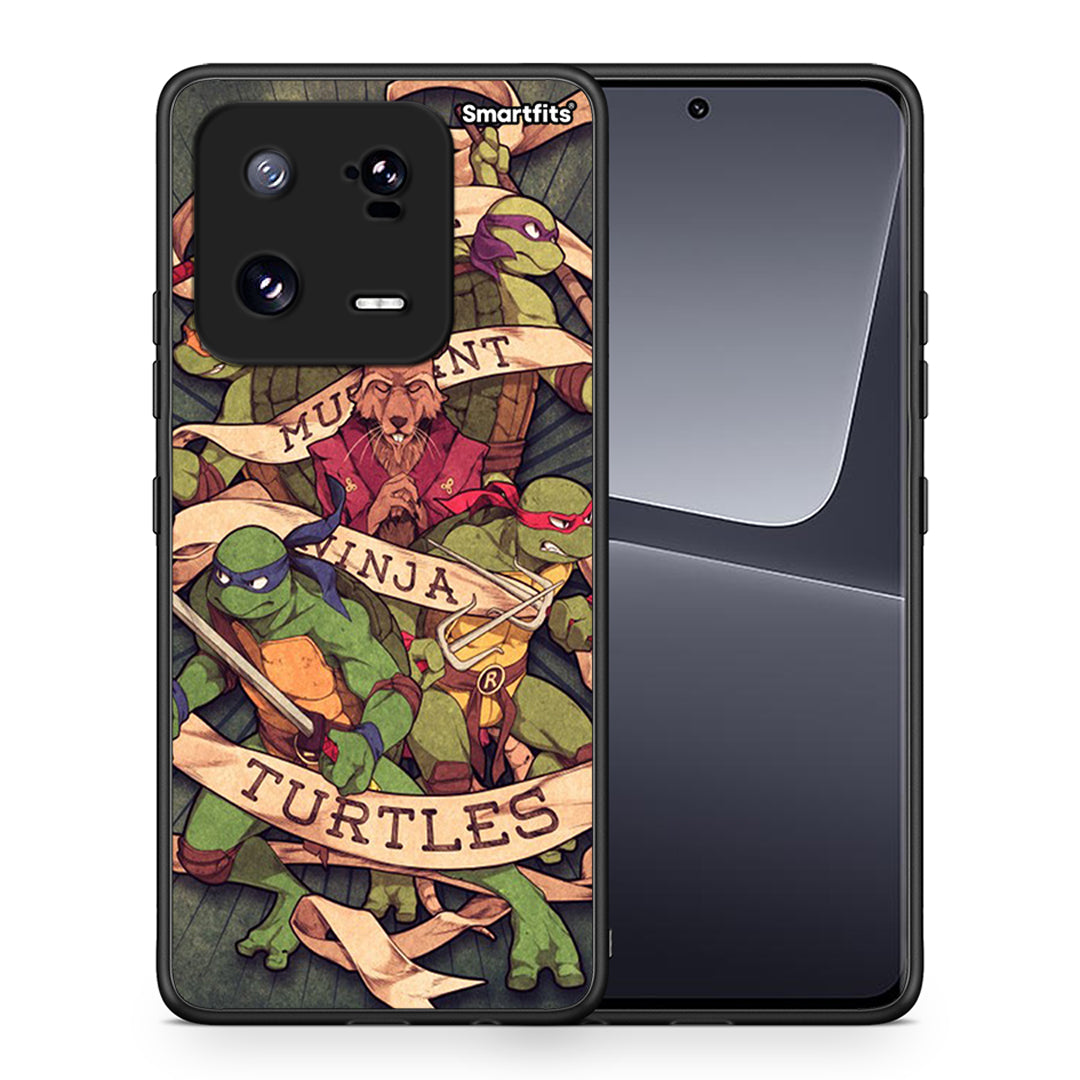 Θήκη Xiaomi 13 Pro Ninja Turtles από τη Smartfits με σχέδιο στο πίσω μέρος και μαύρο περίβλημα | Xiaomi 13 Pro Ninja Turtles Case with Colorful Back and Black Bezels