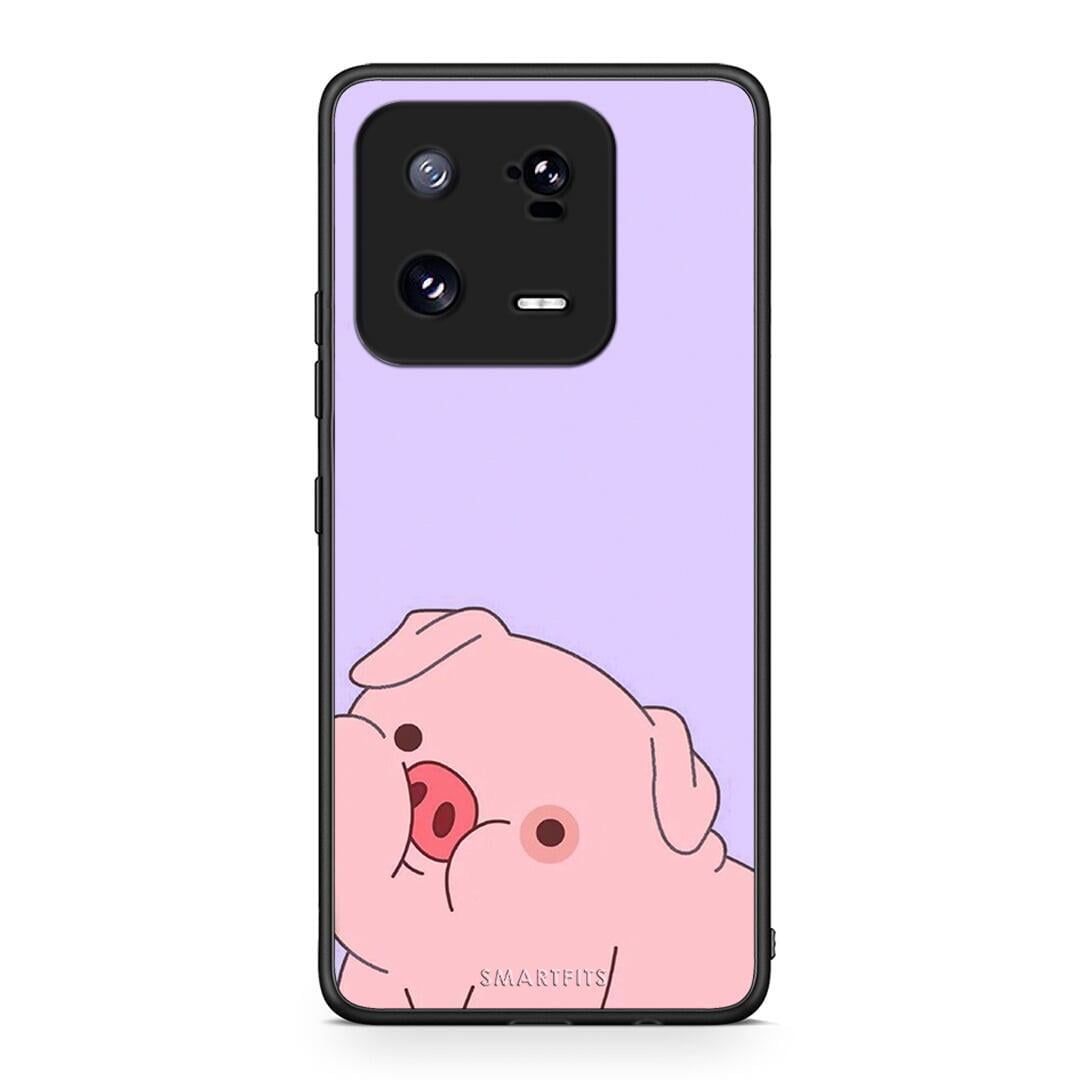 Θήκη Xiaomi 13 Pig Love 2 από τη Smartfits με σχέδιο στο πίσω μέρος και μαύρο περίβλημα | Xiaomi 13 Pig Love 2 Case with Colorful Back and Black Bezels