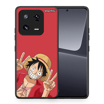 Θήκη Xiaomi 13 Pirate Luffy από τη Smartfits με σχέδιο στο πίσω μέρος και μαύρο περίβλημα | Xiaomi 13 Pirate Luffy Case with Colorful Back and Black Bezels