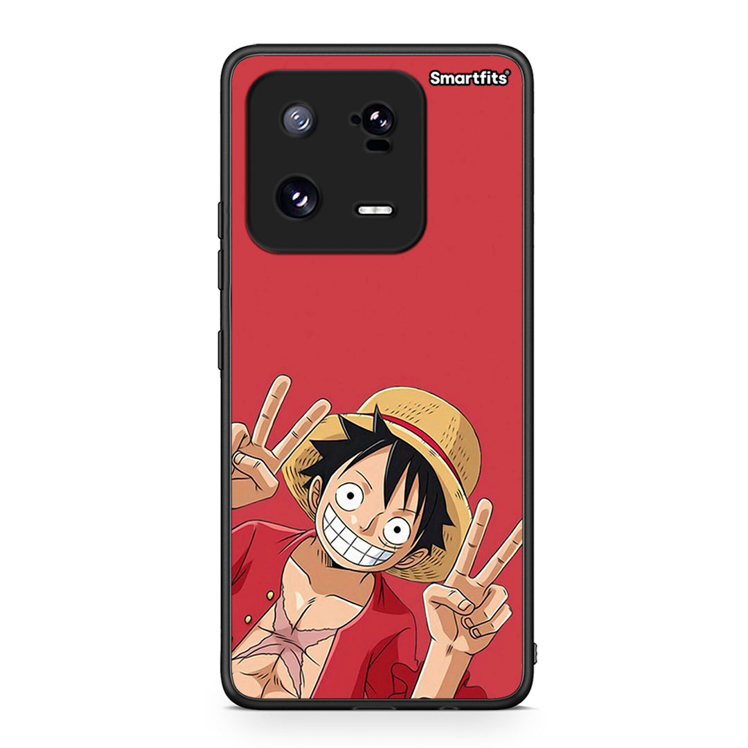 Θήκη Xiaomi 13 Pirate Luffy από τη Smartfits με σχέδιο στο πίσω μέρος και μαύρο περίβλημα | Xiaomi 13 Pirate Luffy Case with Colorful Back and Black Bezels