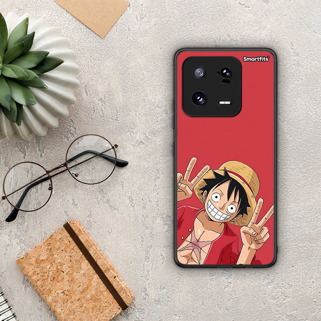 Θήκη Xiaomi 13 Pirate Luffy από τη Smartfits με σχέδιο στο πίσω μέρος και μαύρο περίβλημα | Xiaomi 13 Pirate Luffy Case with Colorful Back and Black Bezels