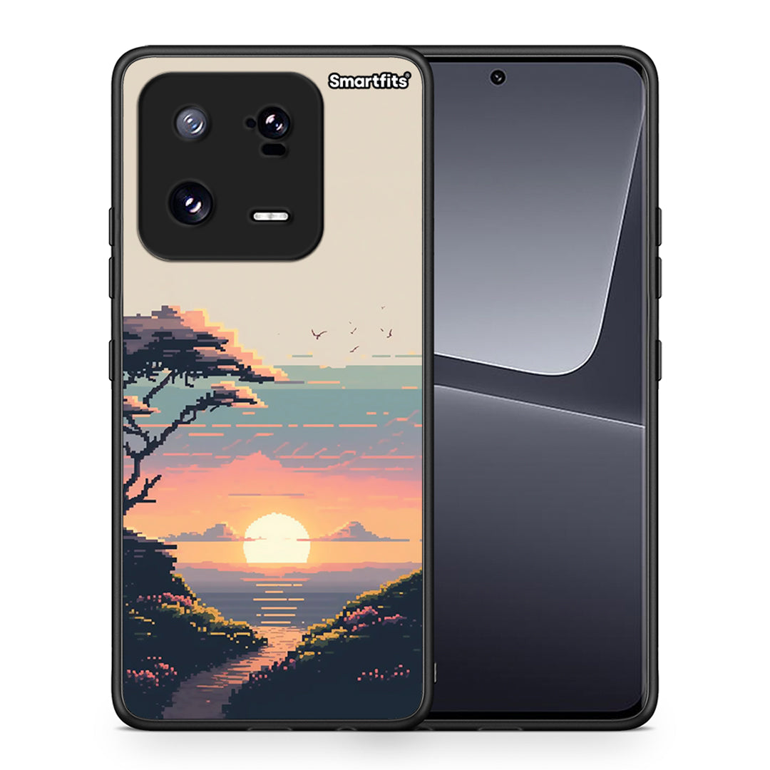 Θήκη Xiaomi 13 Pro Pixel Sunset από τη Smartfits με σχέδιο στο πίσω μέρος και μαύρο περίβλημα | Xiaomi 13 Pro Pixel Sunset Case with Colorful Back and Black Bezels